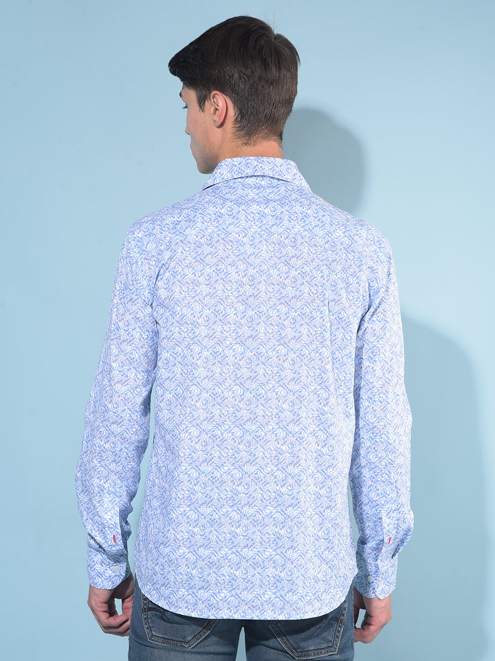 Blue Printed 100% Cotton Shirt-Men Shirts-Crimsoune Club