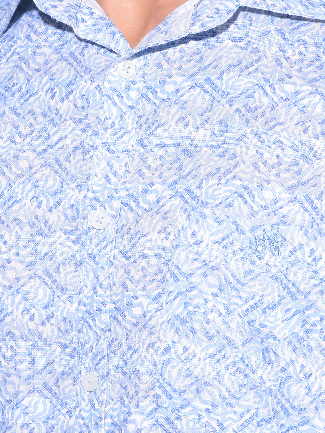 Blue Printed 100% Cotton Shirt-Men Shirts-Crimsoune Club