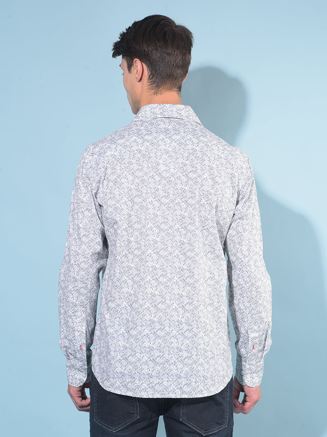 Grey Printed 100% Cotton Shirt-Men Shirts-Crimsoune Club