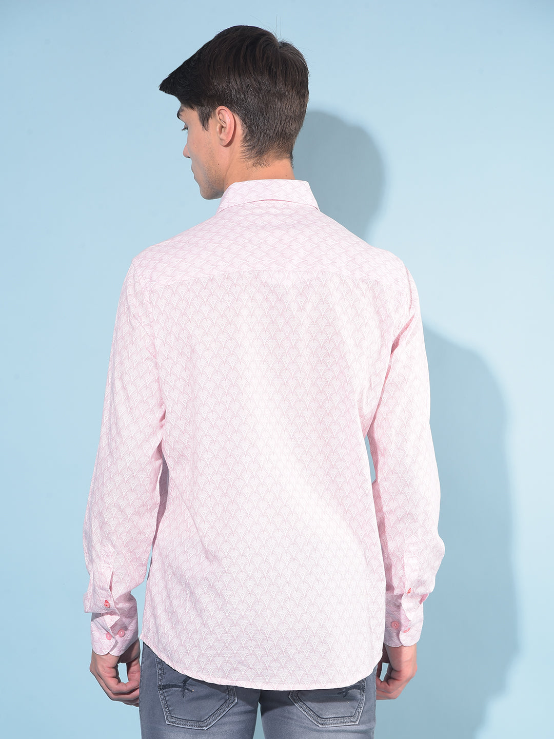 Pink Printed 100% Cotton Shirt-Men Shirts-Crimsoune Club