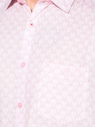 Pink Printed 100% Cotton Shirt-Men Shirts-Crimsoune Club