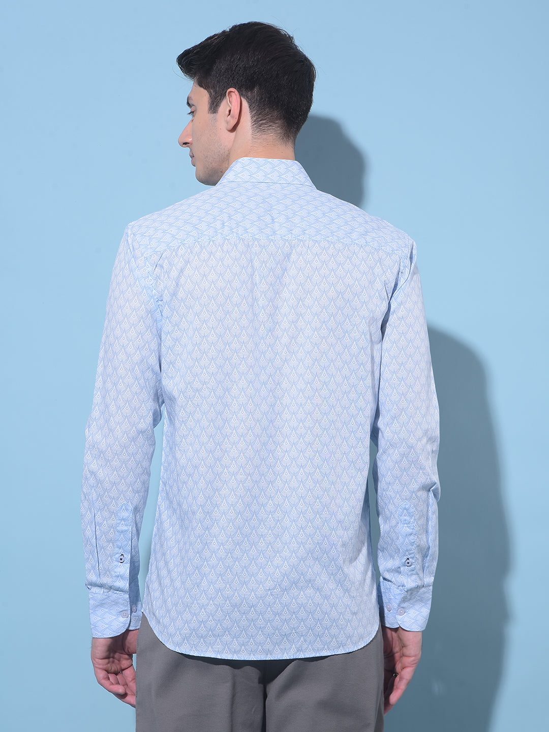 Blue Printed 100% Cotton Shirt-Men Shirts-Crimsoune Club