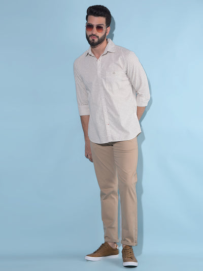 Beige Printed 100% Cotton Shirt-Men Shirts-Crimsoune Club