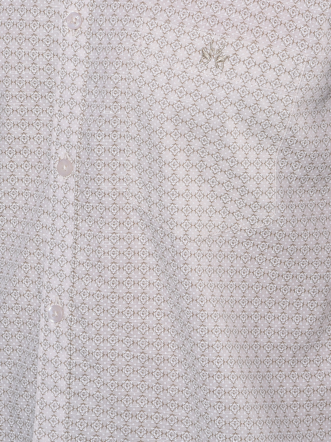 Beige Printed 100% Cotton Shirt-Men Shirts-Crimsoune Club