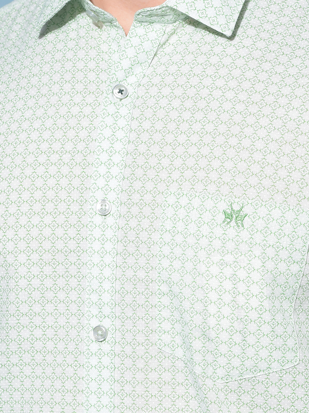 Green 100% Cotton Printed Shirt-Men Shirts-Crimsoune Club