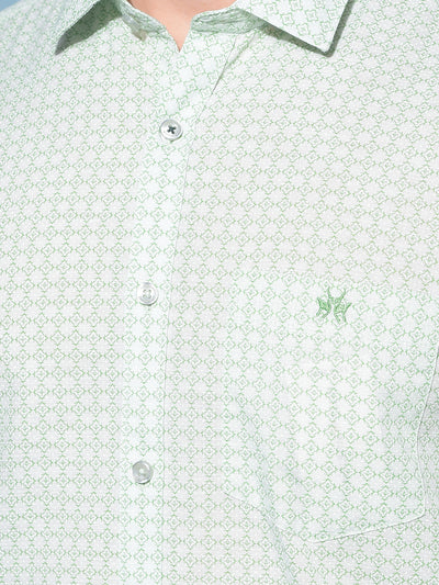 Green 100% Cotton Printed Shirt-Men Shirts-Crimsoune Club