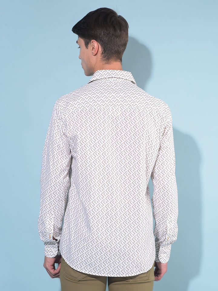 Brown Printed 100% Cotton Shirt-Men Shirts-Crimsoune Club