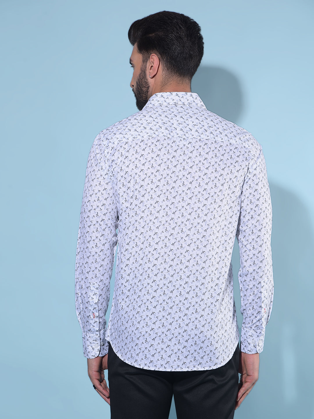 White Floral Print 100% Cotton Shirt-Men Shirts-Crimsoune Club