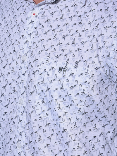 White Floral Print 100% Cotton Shirt-Men Shirts-Crimsoune Club