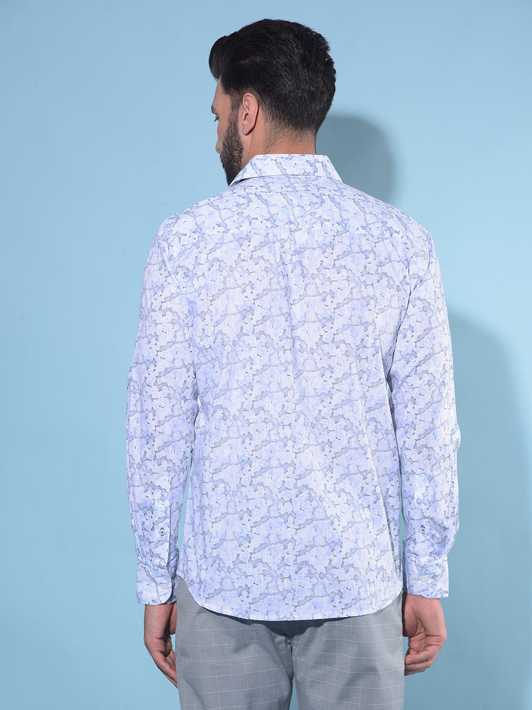 Blue Printed 100% Cotton Shirt-Men Shirts-Crimsoune Club