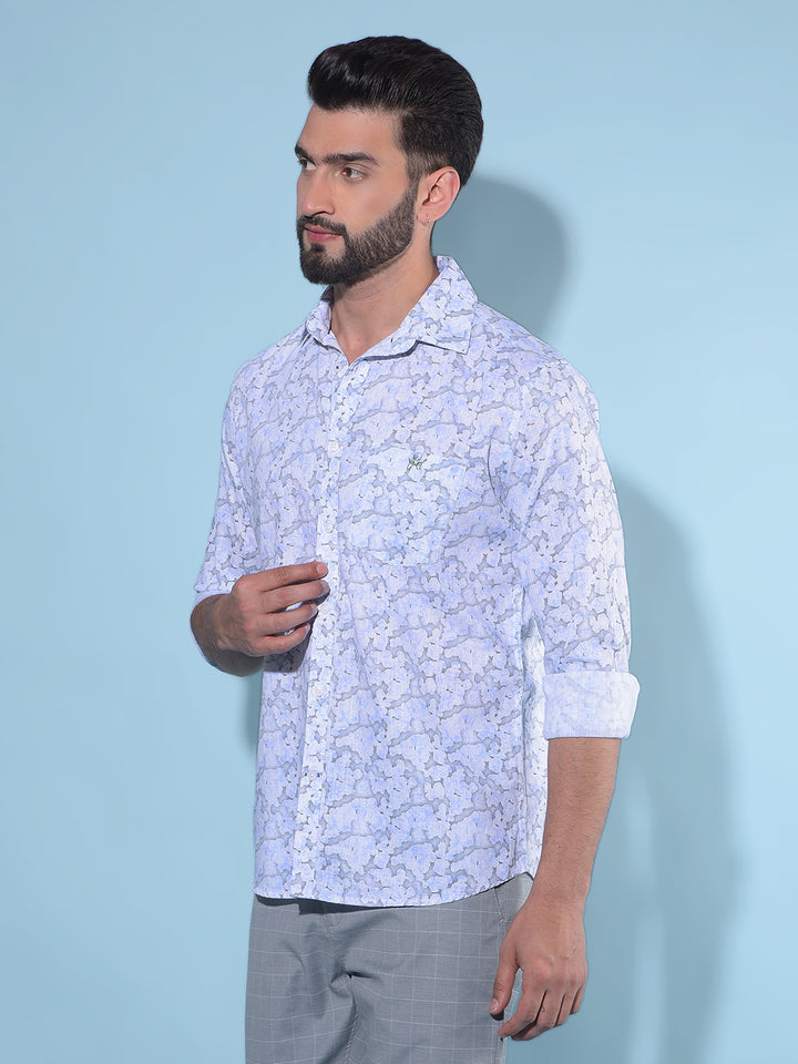 Blue Printed 100% Cotton Shirt-Men Shirts-Crimsoune Club