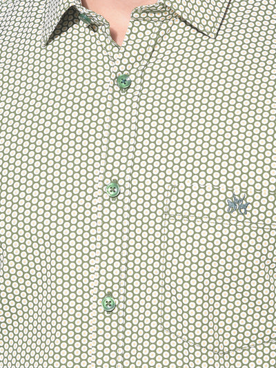 Olive 100% Cotton Printed Shirt-Men Shirts-Crimsoune Club