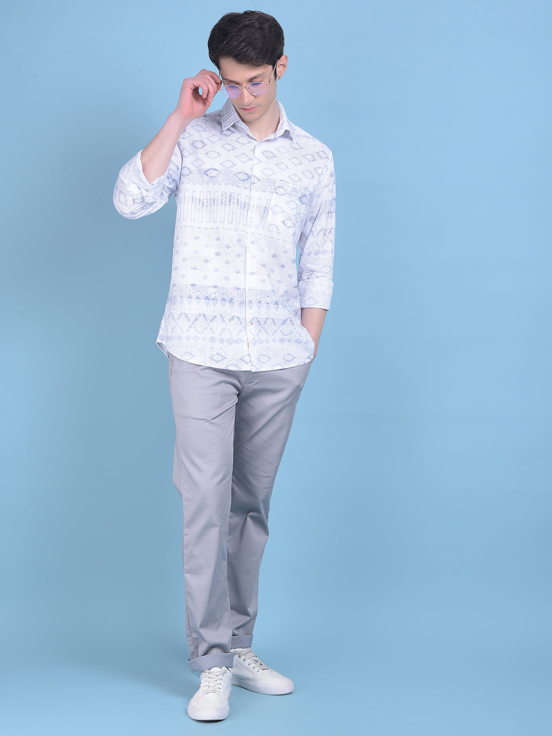 Printed Grey Shirt-Men Shirts-Crimsoune Club