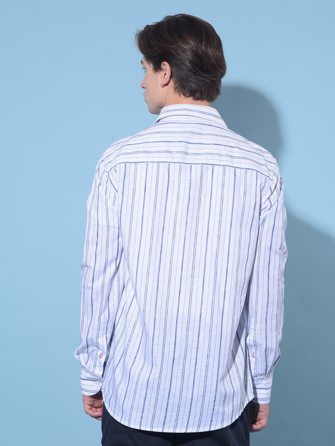 White Vertical Striped Cotton Shirt-Men Shirts-Crimsoune Club