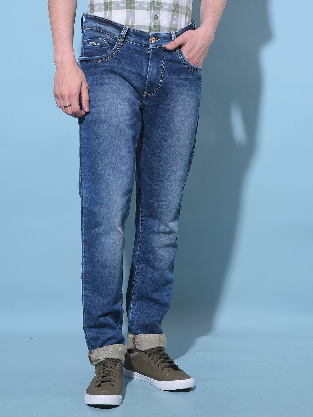 Blue Stretchable Jeans-Men Jeans-Crimsoune Club