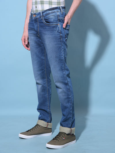 Blue Stretchable Jeans-Men Jeans-Crimsoune Club