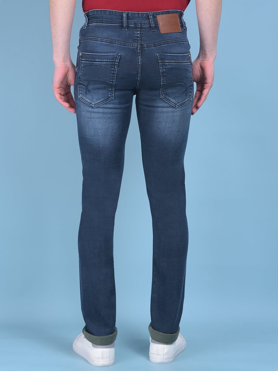 Navy Blue Light Faded Jeans-Men Jeans-Crimsoune Club