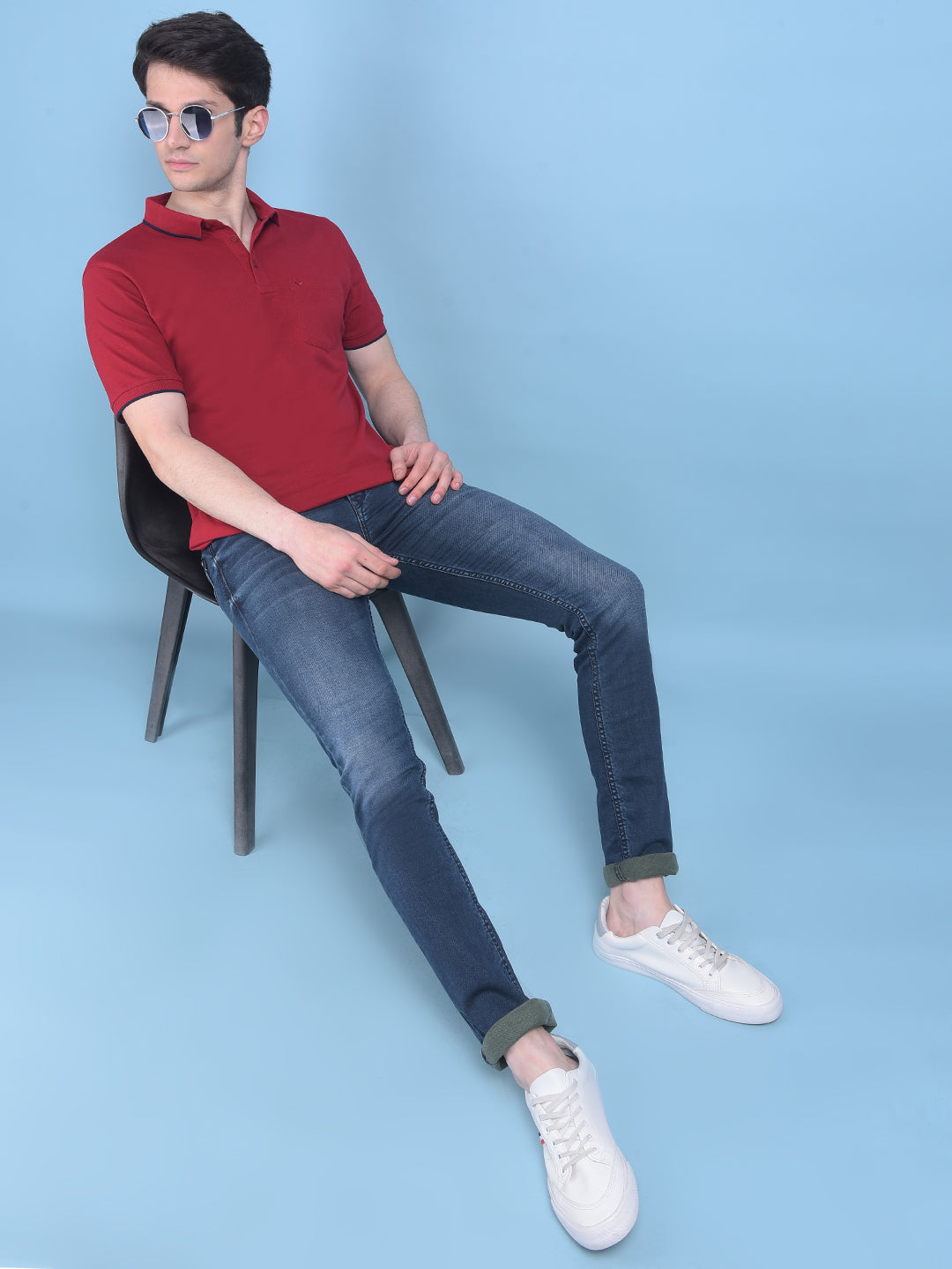 Navy Blue Light Faded Jeans-Men Jeans-Crimsoune Club