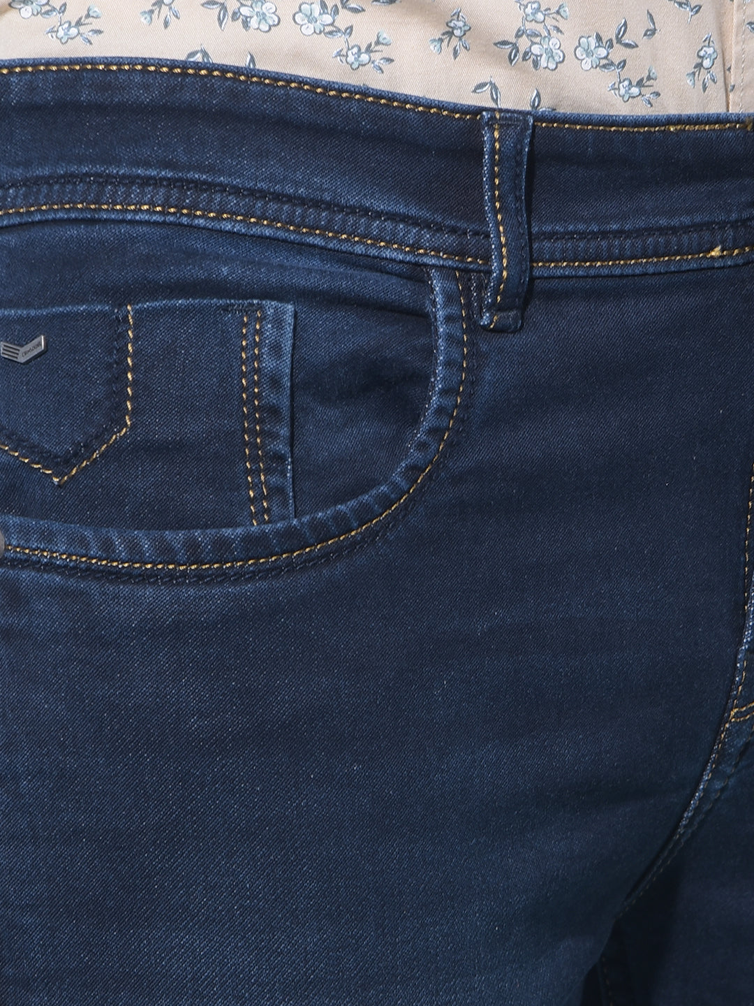 Navy Blue Stretchable Cotton Jeans-Men Jeans-Crimsoune Club