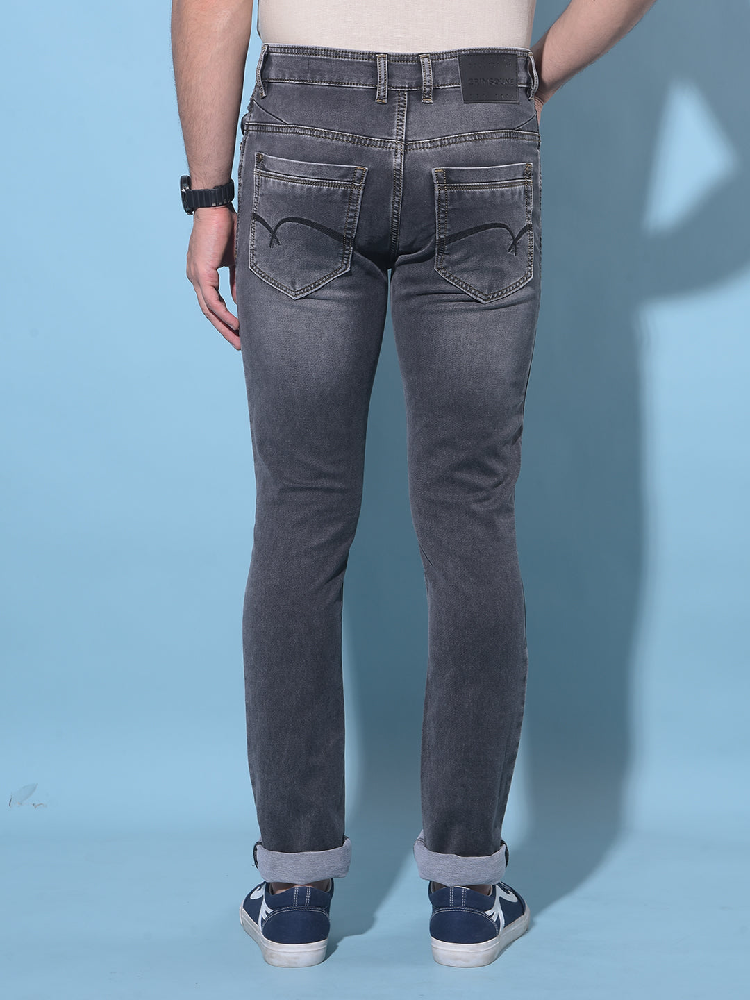 Grey Stretchable Jeans-Men Jeans-Crimsoune Club