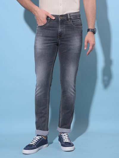 Grey Stretchable Jeans-Men Jeans-Crimsoune Club