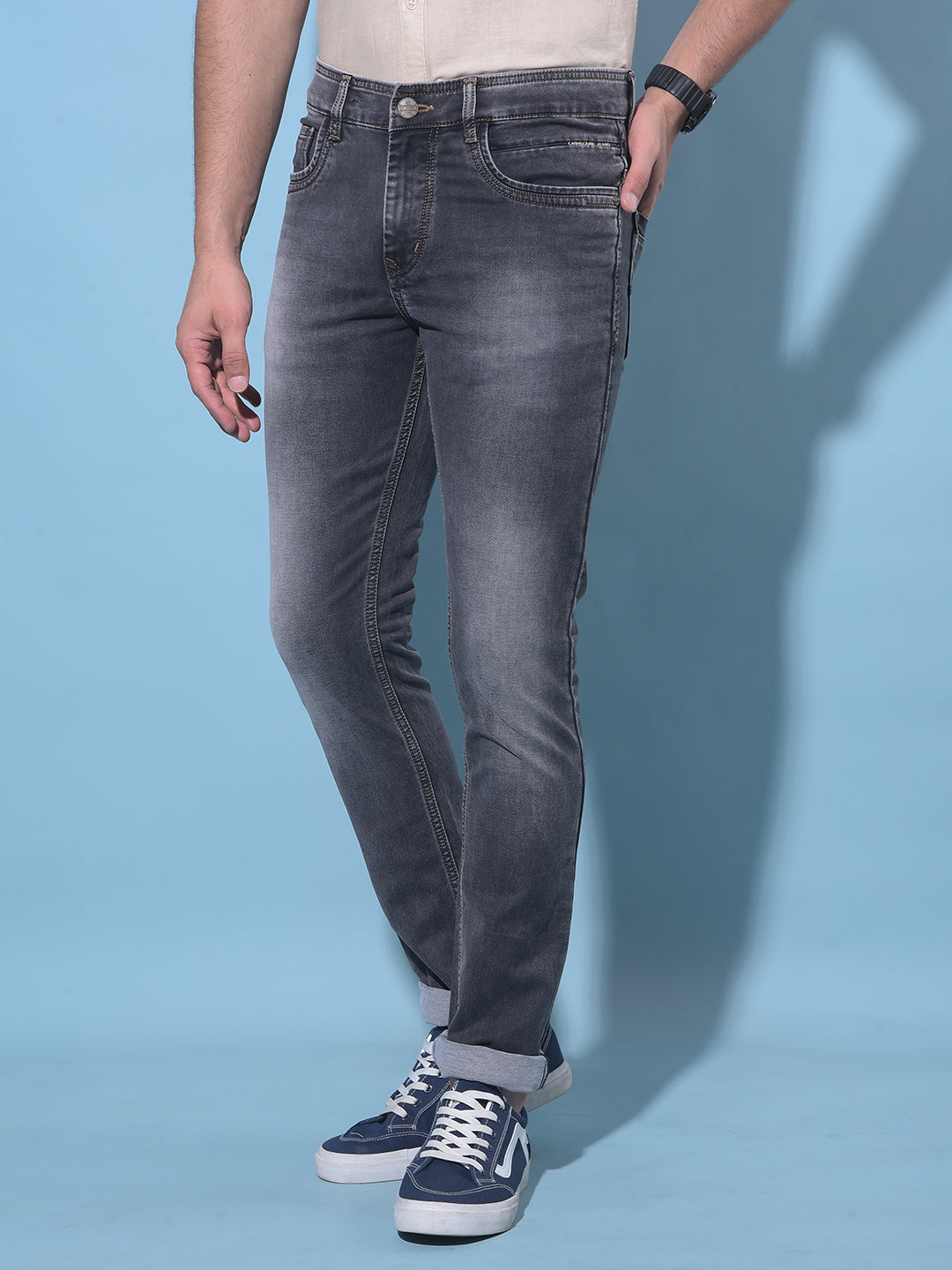 Grey Stretchable Jeans-Men Jeans-Crimsoune Club