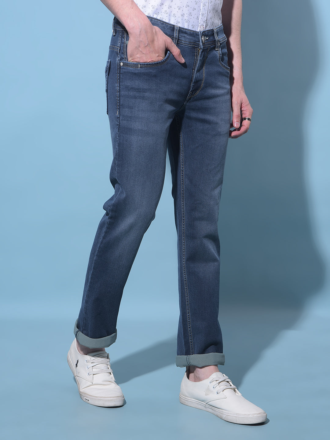 Heavy Wash Blue Jeans-Men Jeans-Crimsoune Club