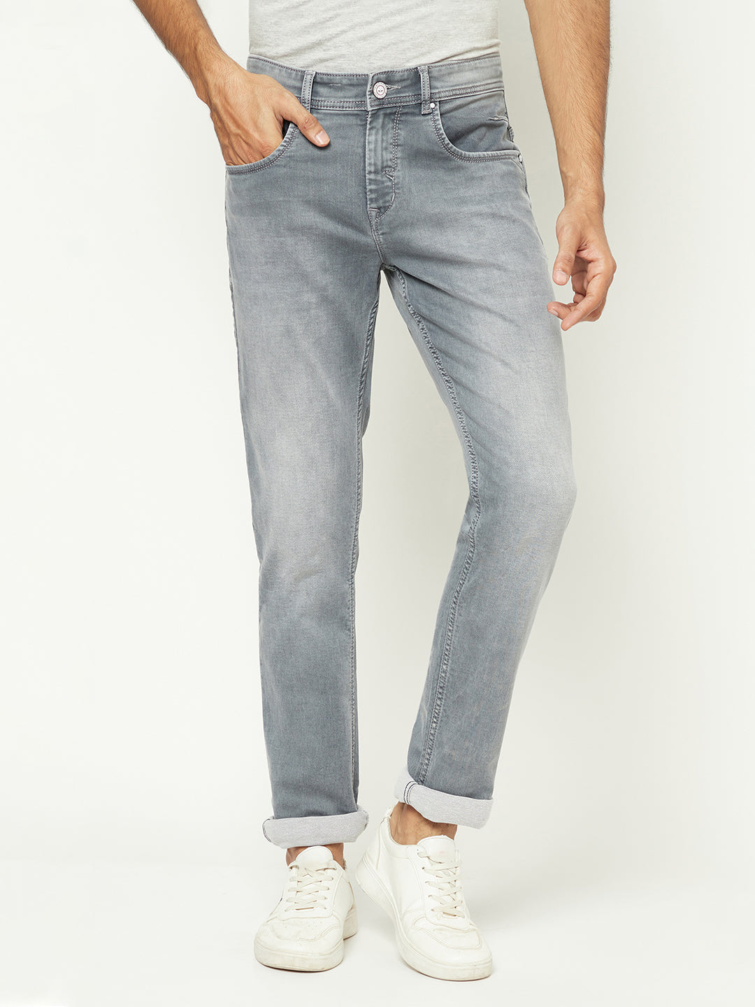 Sophisticated Grey Denim Jeans-Men Jeans-Crimsoune Club