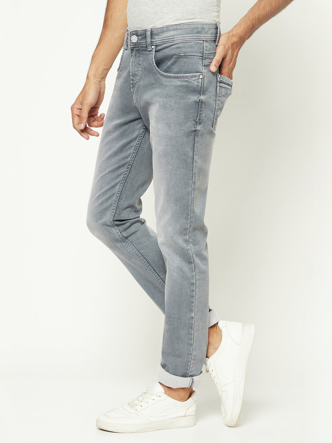 Sophisticated Grey Denim Jeans-Men Jeans-Crimsoune Club