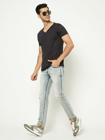 Classic Black Straight Leg Denim Jeans-Men Jeans-Crimsoune Club