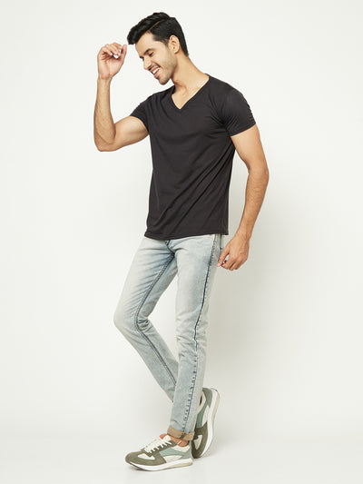 Classic Black Straight Leg Denim Jeans-Men Jeans-Crimsoune Club