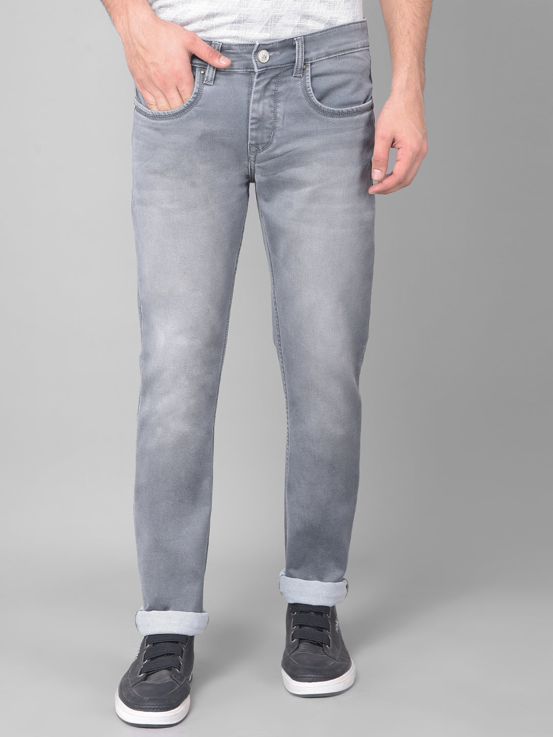 Grey Light Fade Jeans-Men Jeans-Crimsoune Club