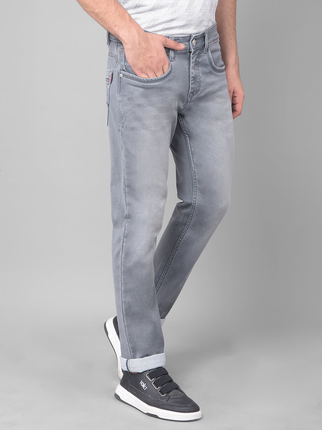 Grey Light Fade Jeans-Men Jeans-Crimsoune Club