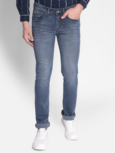 Blue Straight Jeans-Men Jeans-Crimsoune Club