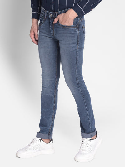 Blue Straight Jeans-Men Jeans-Crimsoune Club