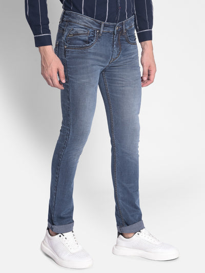 Blue Straight Jeans-Men Jeans-Crimsoune Club