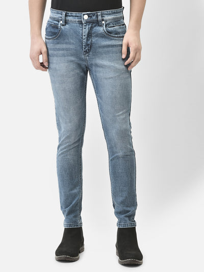 Blue Light Fade Skinny Jeans-Men Jeans-Crimsoune Club