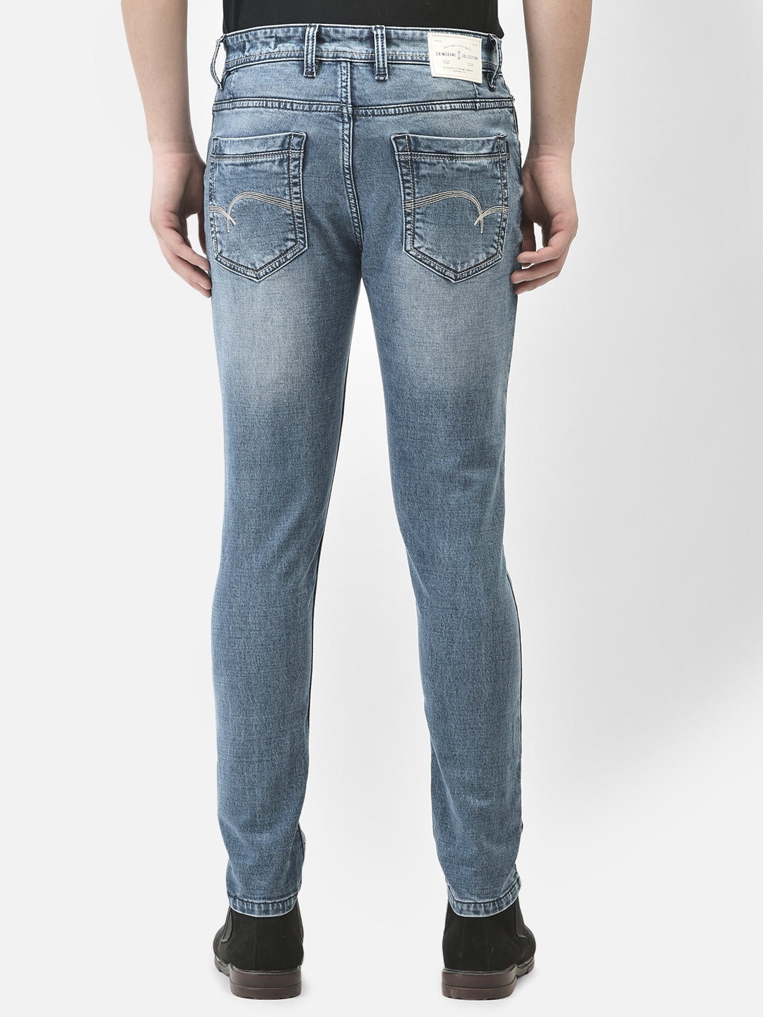 Blue Light Fade Skinny Jeans-Men Jeans-Crimsoune Club