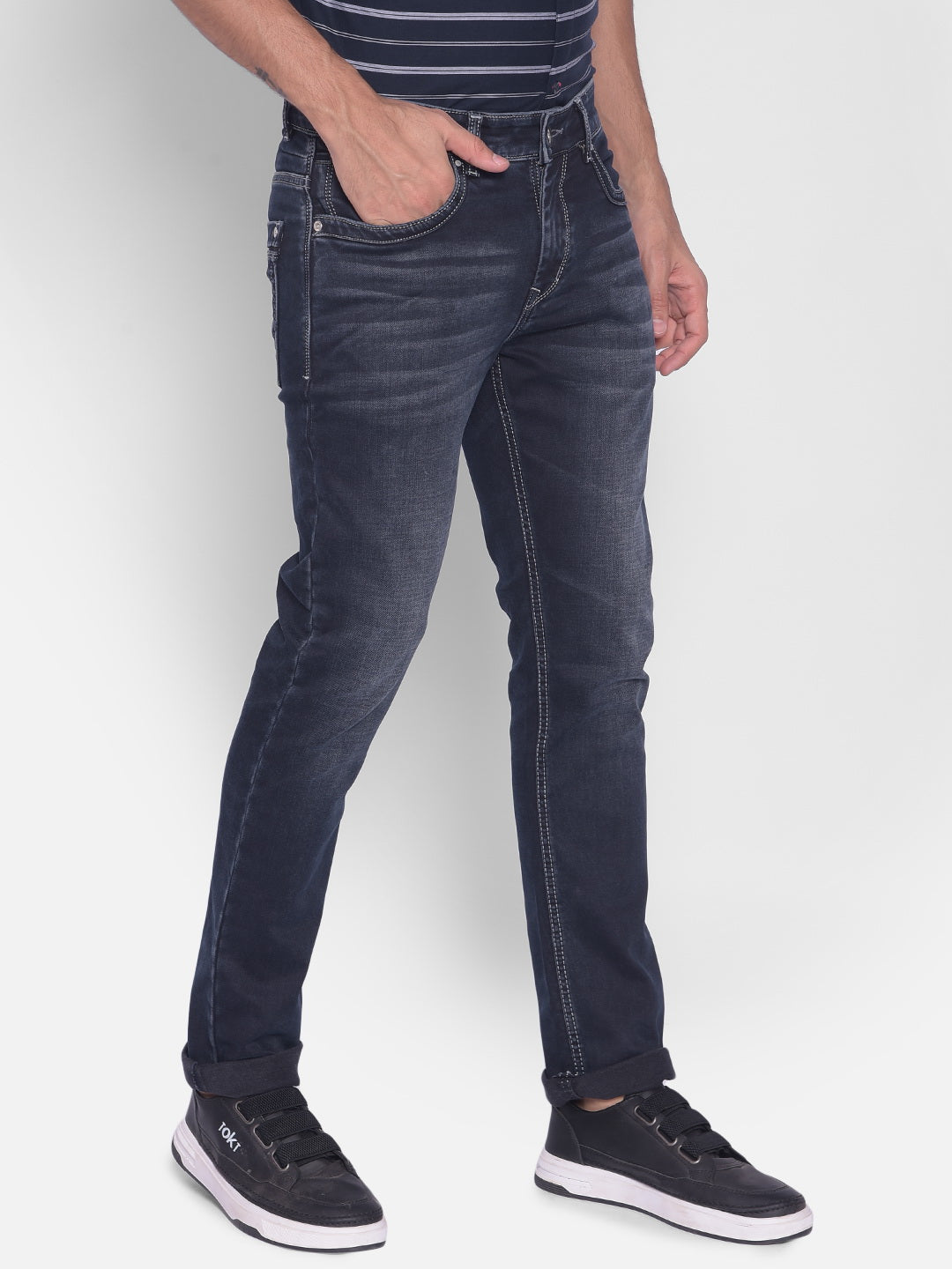 Navy Blue Jeans-Mens Jeans-Crimsoune Club