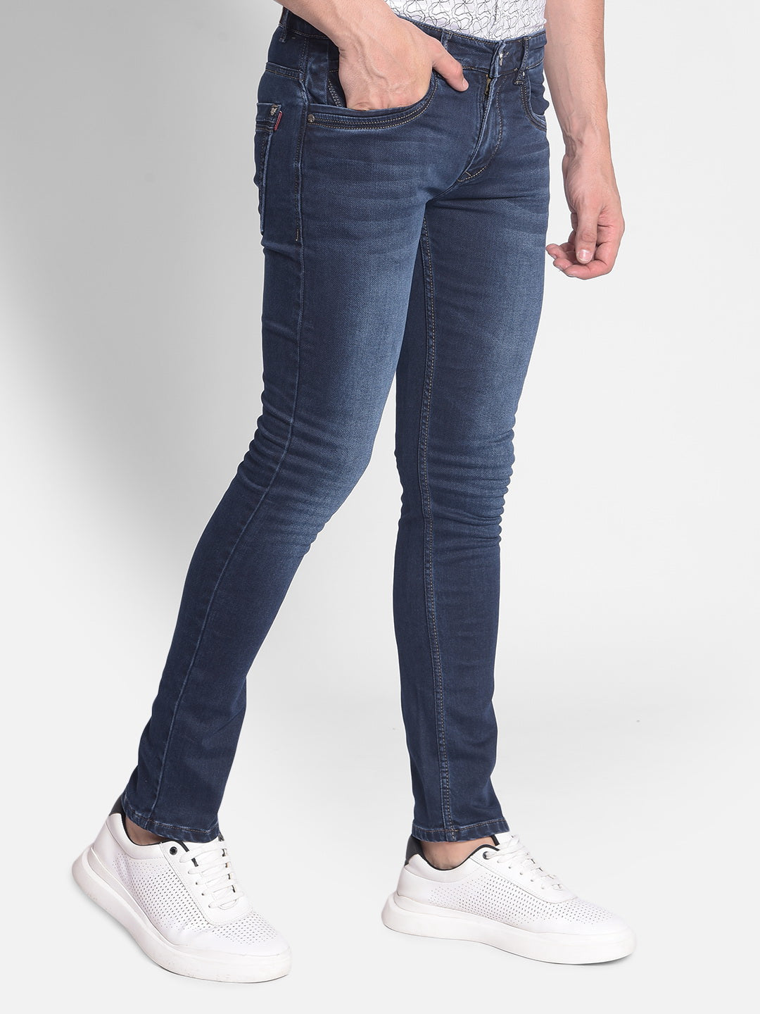 Navy Blue Jeans-Men Jeans-Crimsoune Club