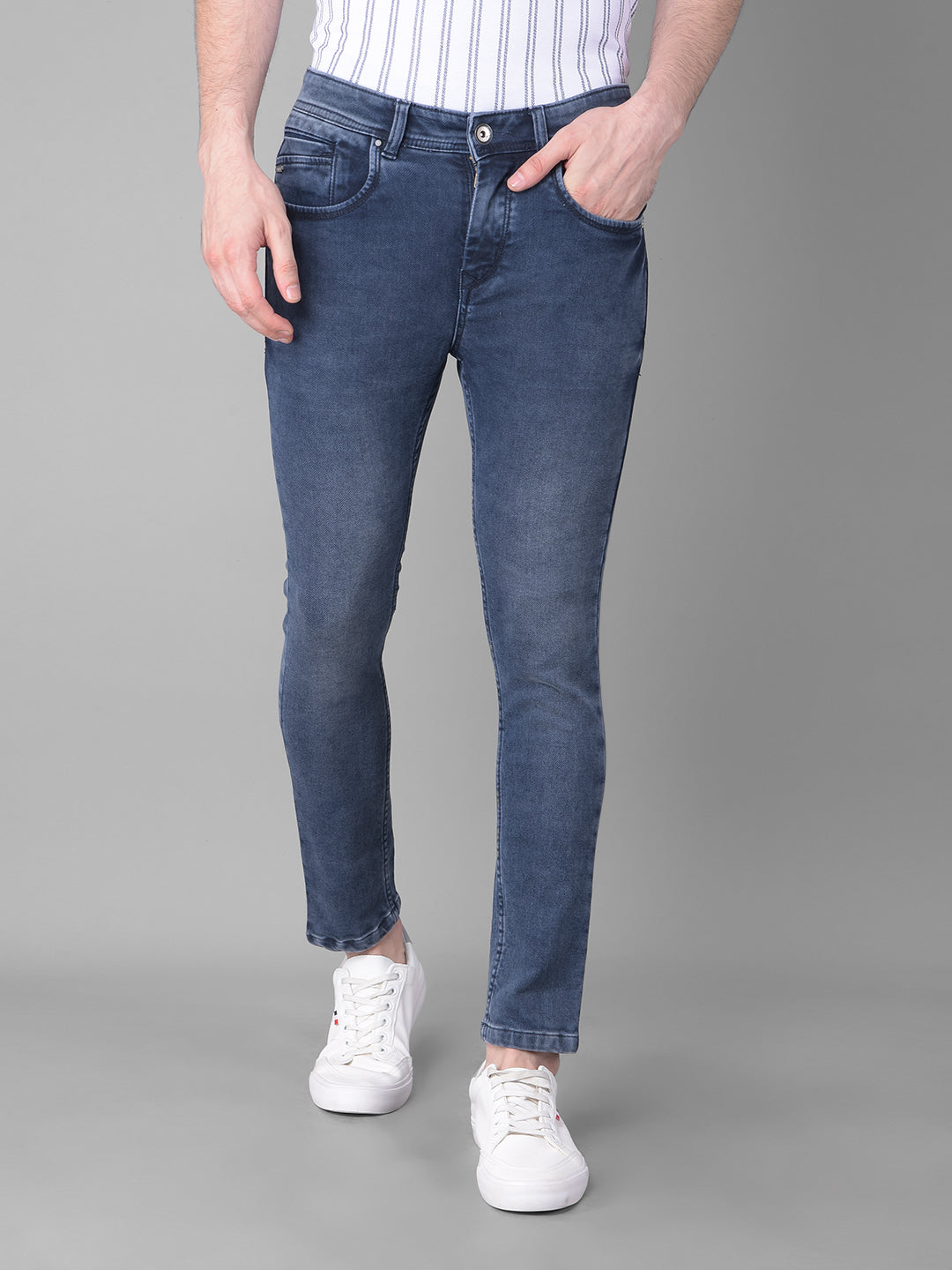 Navy Blue Skinny Jeans-Men Jeans-Crimsoune Club