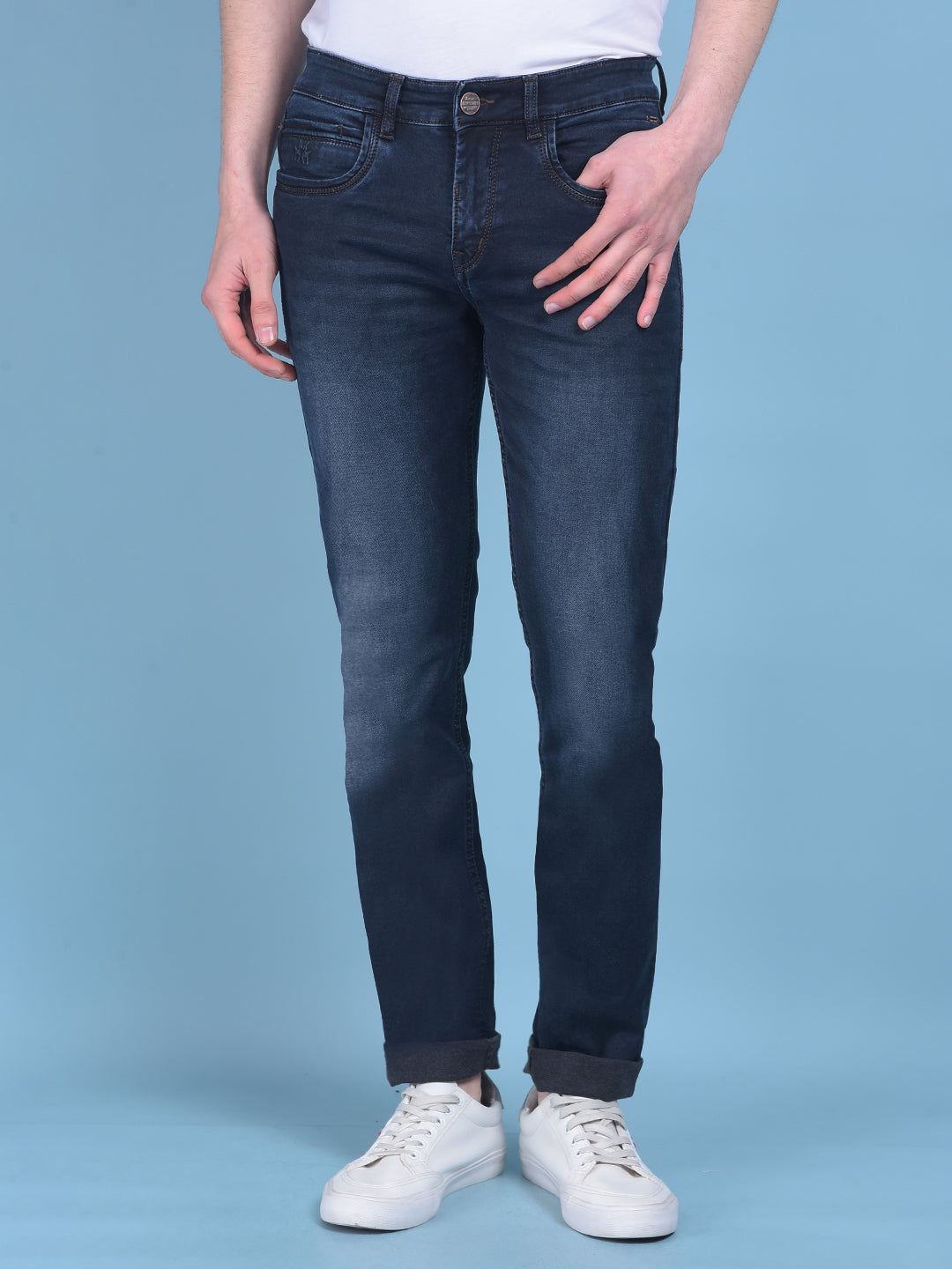 Blue Light Fade Jeans-Men Jeans-Crimsoune Club