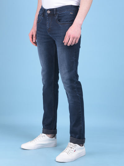 Blue Light Fade Jeans-Men Jeans-Crimsoune Club