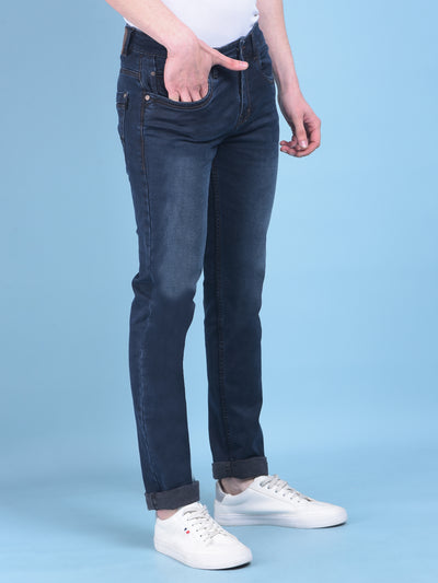 Blue Light Fade Jeans-Men Jeans-Crimsoune Club