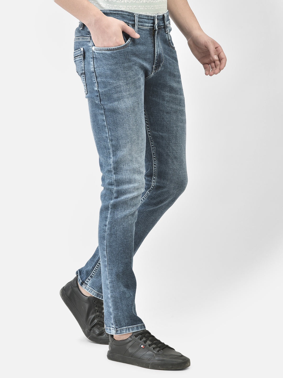 Blue Light Fade Jeans-Men Jeans-Crimsoune Club