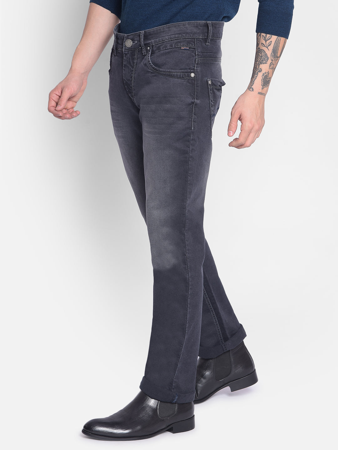 Grey Straight Jeans-Men Jeans-Crimsoune Club