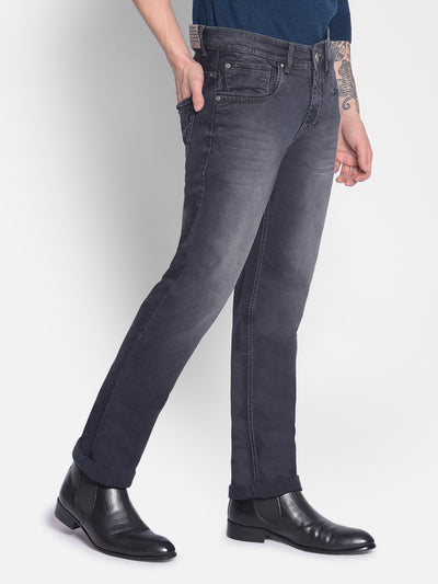 Grey Straight Jeans-Men Jeans-Crimsoune Club