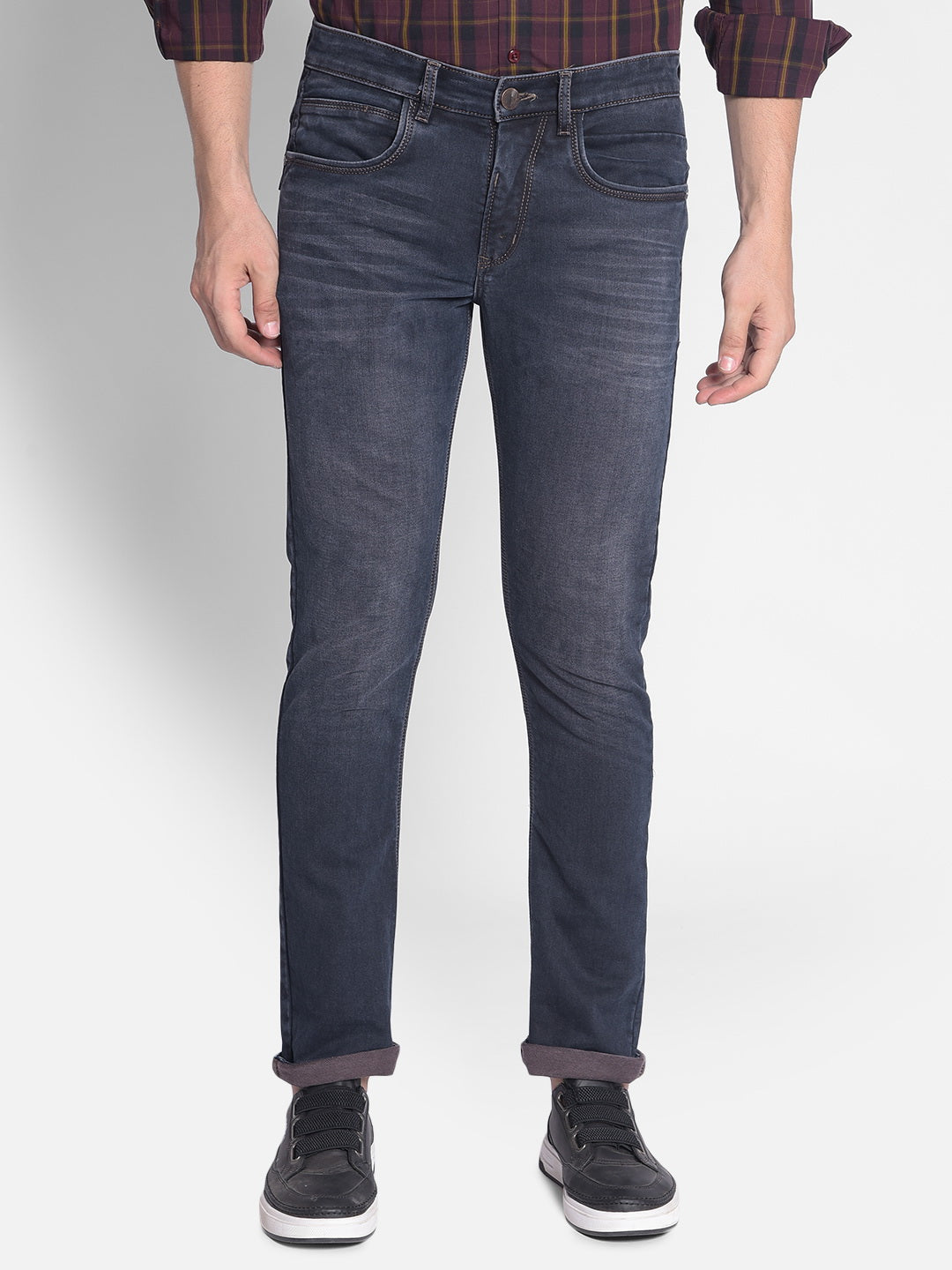 Navy Blue Jeans-Men Jeans-Crimsoune Club
