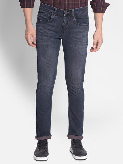 Navy Blue Jeans-Men Jeans-Crimsoune Club