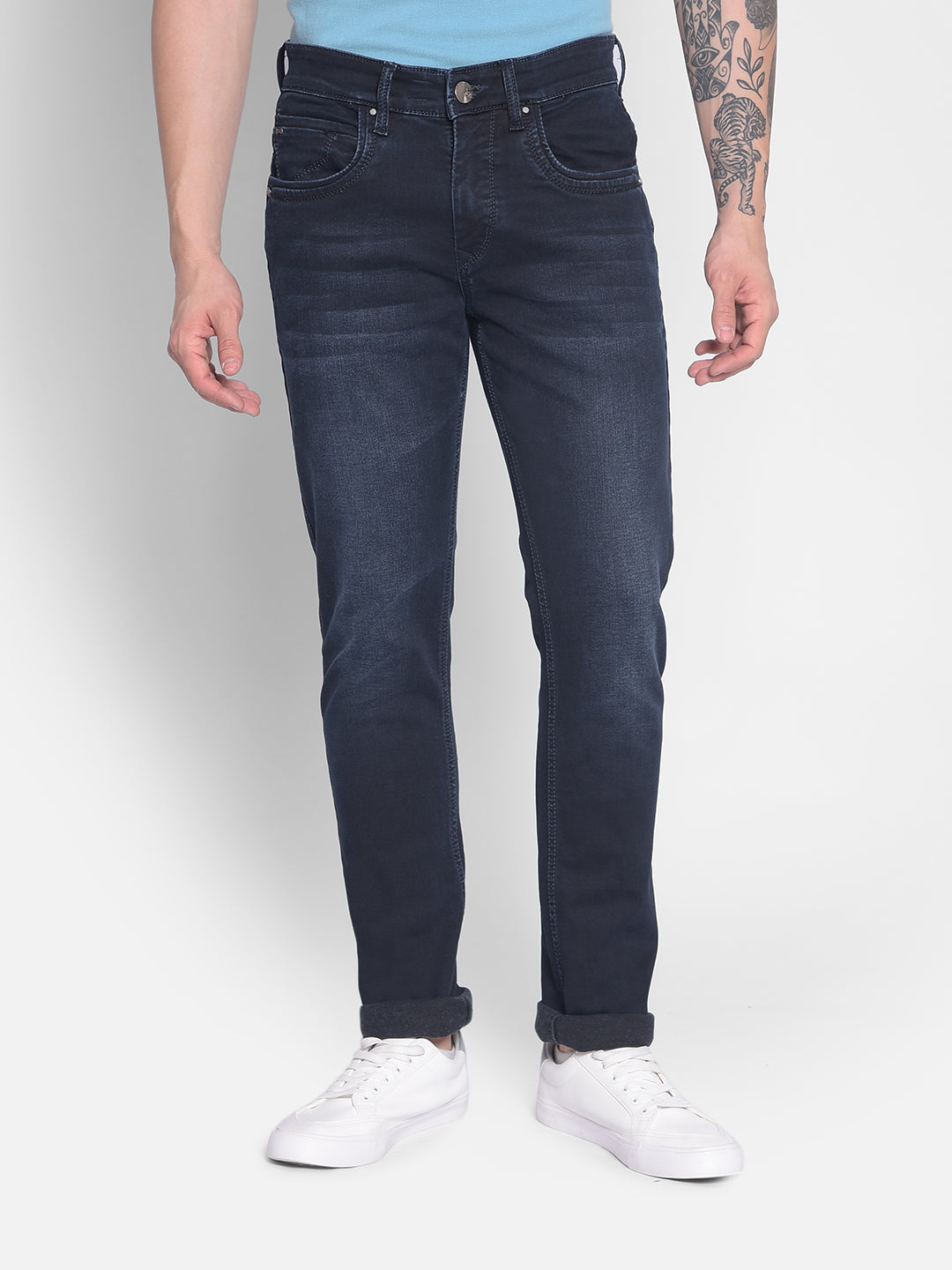 Navy Blue Jeans-Men Jeans-Crimsoune Club